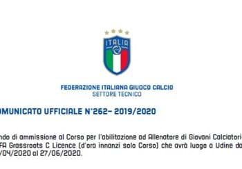 Rinviato il Corso Allenatore di Giovani Calciatori UEFA C di Udine