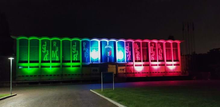 Coverciano lights up green, white and red, just like other Italian monuments