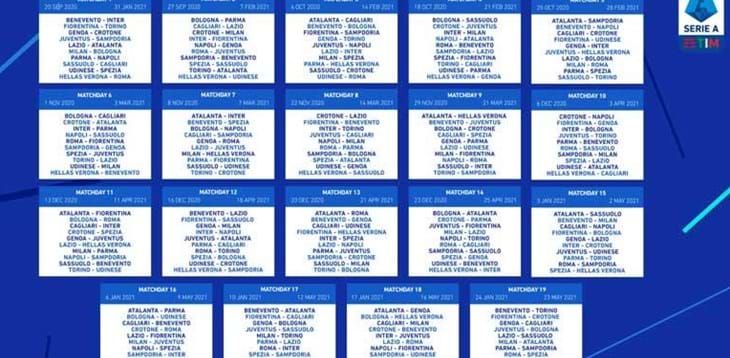 Serie A TIM fixture list: Roma vs. Juventus on matchday 2, Milan Derby on matchday 4