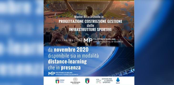 Sono aperte le iscrizioni al Master in Progettazione, Costruzione e Gestione delle Infrastrutture Sportive