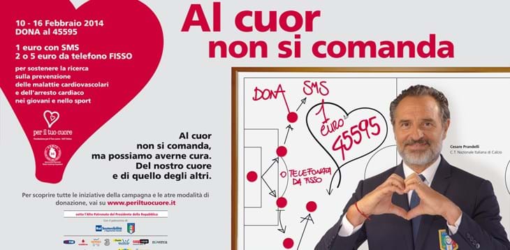 Prandelli testimonial della campagna per la ricerca cardiologica