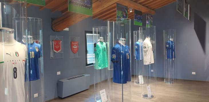Seven shirts from the Azzurri's Euro 2020 matches now at the Football Museum at Coverciano