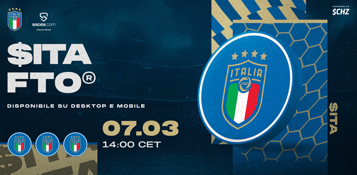 Il Fan Token della Nazionale Italiana ($ITA) sarà lanciato lunedì 7 marzo su Socios.com