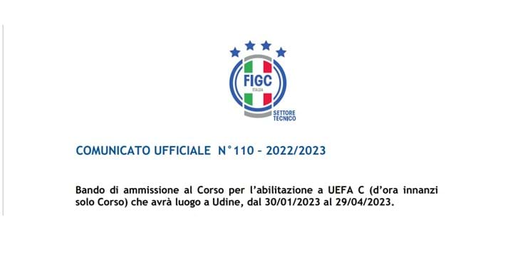 Corso UEFA C per Allenatori di Giovani Calciatori