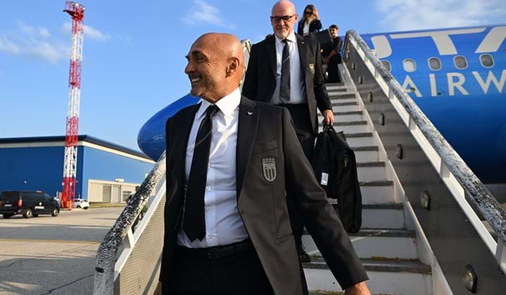 L'arrivo degli Azzurri a Skopje