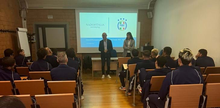 La Commissione Federale Antidoping e la NADO incontrano i calciatori e lo staff della Nazionale A di Futsal