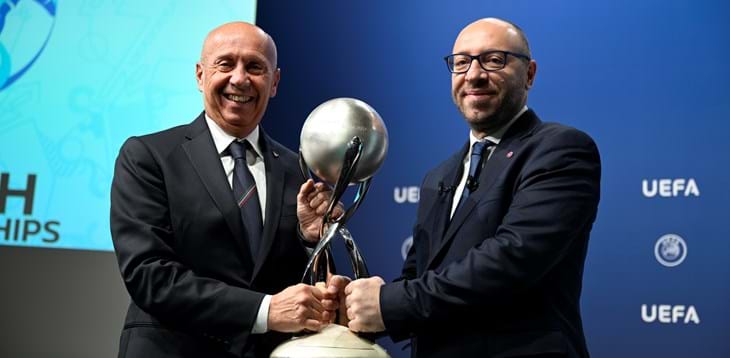 La UEFA assegna per la prima volta il trofeo 'Maurice Burlaz' alla FIGC. Gravina: