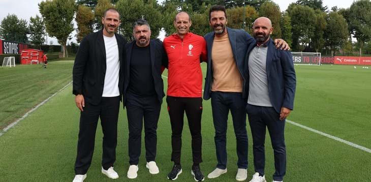 Ritorno a Milanello per Gattuso, il Ct incontra Allegri e i calciatori rossoneri