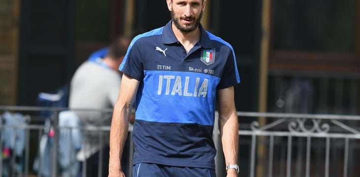 Infortunio a Chiellini in allenamento: il difensore out per le gare con Spagna e Israele